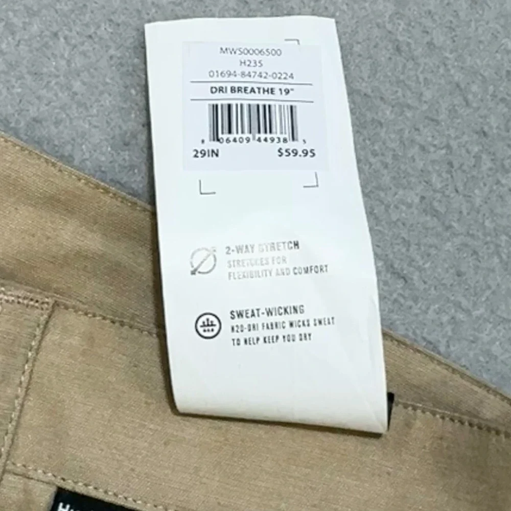 HURLEY Dri-Breathe 19 Walk Shorts Mens 29 Khaki Tan Sweat-Wicking Stretch NWT